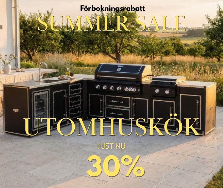 Modulärt utekök anpassad efter ditt behov - passa på 30% när du förbokar årets utekök Förboka Vesanis utekök och spara 30%
