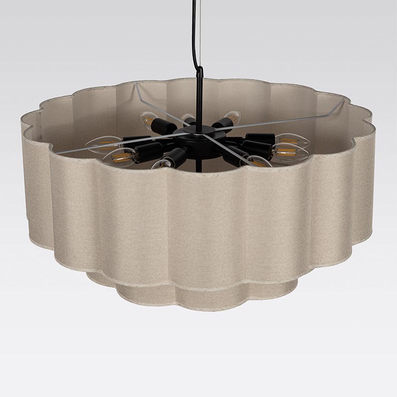 Taklampa med tygsk&auml;rm i beige, inspirerad av Japandistilen