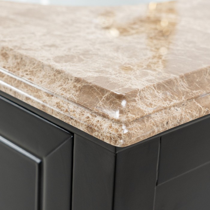 Kommod Badrum 80cm Svart Utah - Beige Marmor Svart badrumskommod med beige marmorskiva 80 cm