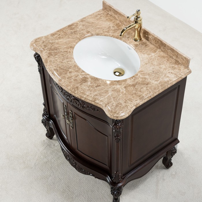 Kommod Badrum Brun 80 cm Ottawa Beige Marmor Badrumsmöbel 80 cm
