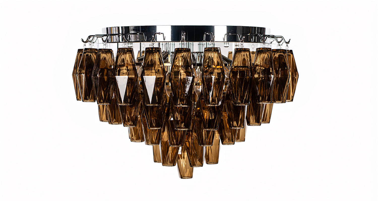 Kristallplafond &Oslash;63xH48cm Krom/Cognac
