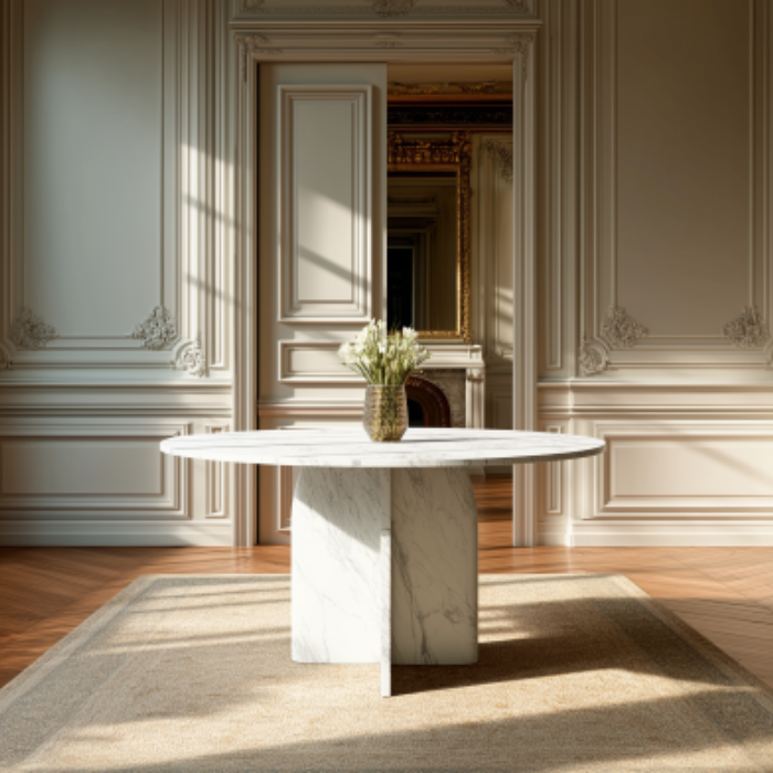 Soffbord Ø80cm Vit Marmor - Matisse Soffbord 80 cm
