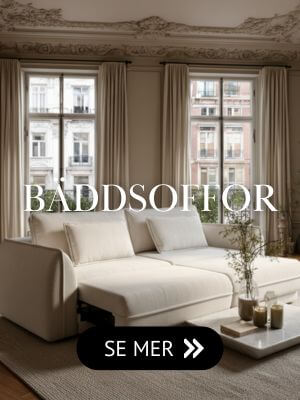 Bäddsoffa Stockholm i en modern design och beige klädsel Modern beige 3-sits soffa med bäddfunktion - Stockholm