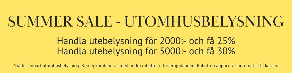 Summer sale är här! Fynda utebelysning med upp till 30% Summer sale är här! Fynda utebelysning med upp till 30%