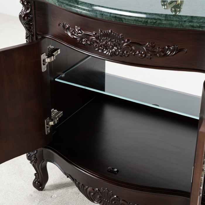 Brun Badrumskommod 80 cm Grön Marmor Ottawa Badrumsmöbel 80 cm
