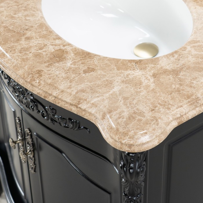 Svart Badrumskommod 80 cm Beige Marmor Ottawa Badrumsmöbel 80 cm