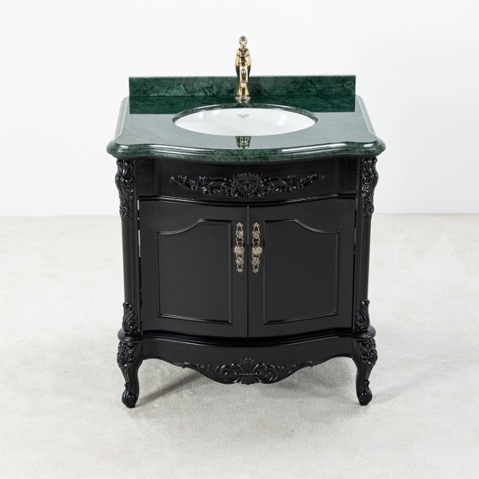 Svart Badrumskommod 80 cm Grön Marmor Ottawa Badrumsmöbel 80 cm