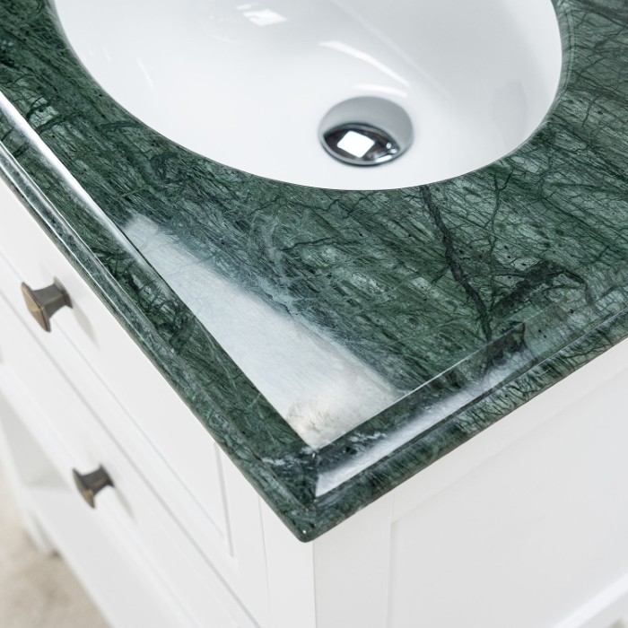 Kommod Badrum 60cm Vit Utah - Grön Marmor Badrumsmöbel 60cm