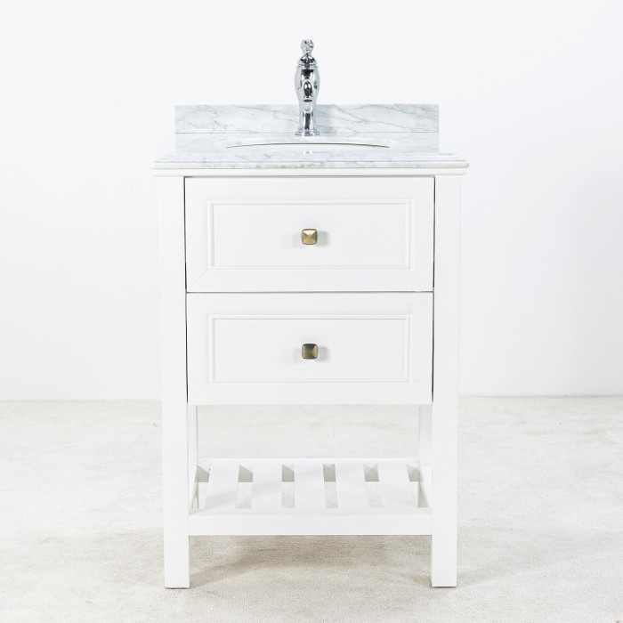 Kommod Badrum 60cm Vit Utah - Vit Marmor Badrumsmöbel 60cm