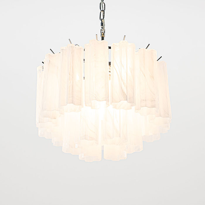 Liten kristallkrona i vitt alabasterglas 45cm diameter - Cagliari Kristallkrona i glas av vitt alabaster i modellen Cagliari