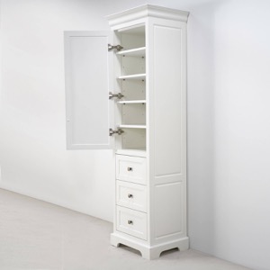 Högskåp 202 cm med hyllplan och förvaringslådor Högskåp 202 cm med hyllplan och förvaringslådor