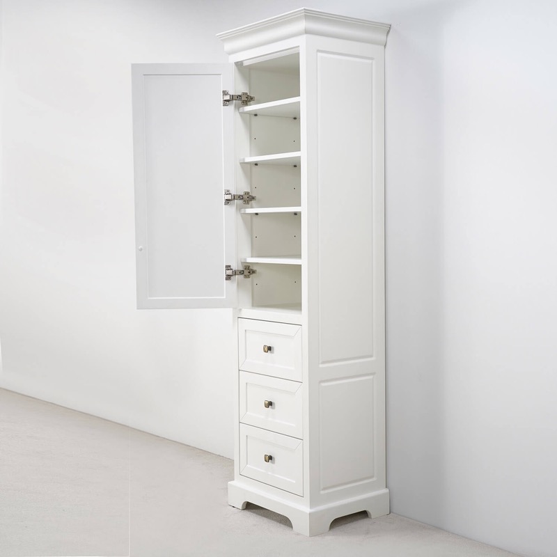 Högskåp 202 cm med hyllplan och förvaringslådor Högskåp 202 cm med hyllplan och förvaringslådor