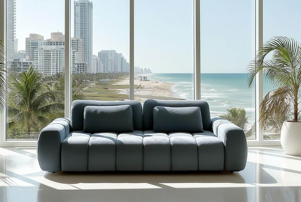 Bl&aring; b&auml;ddsoffa Miami