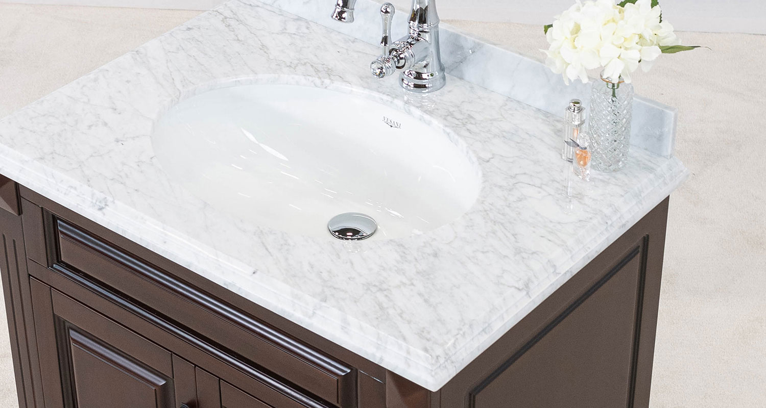 80cm tvättställ med äkta vit Carrara marmor - Nashville