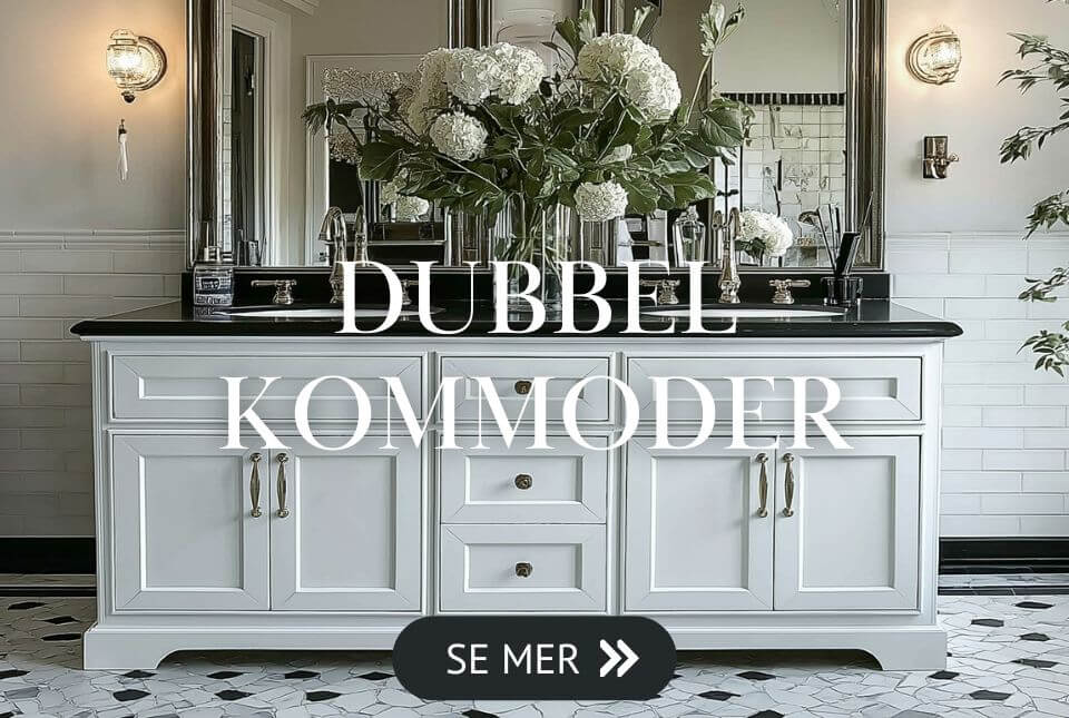 Dubbelkommoder & badrumsm&ouml;bler med dubbla handfat