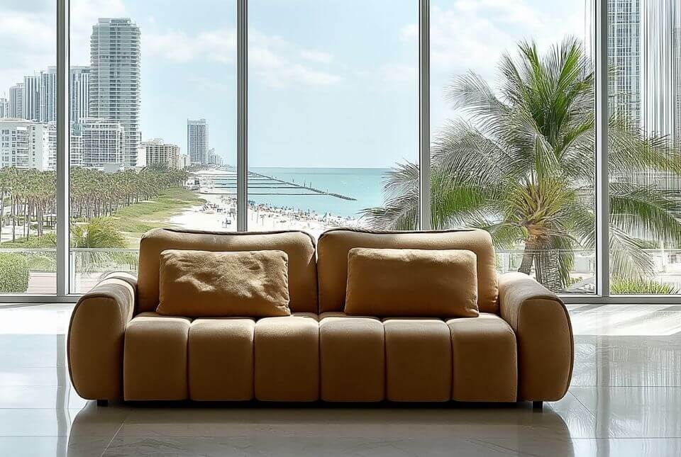 Gul b&auml;ddsoffa Miami