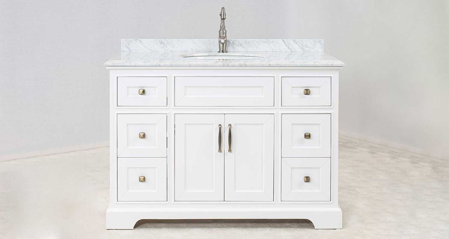 Vit badrumsmöbel 120cm bred med vit Carrara marmor - Wyoming