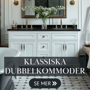 Badrumsmöbler med tvättställ med dubbla handfat i klassisk design Badrumsmöbler med tvättställ med dubbla handfat i klassisk design