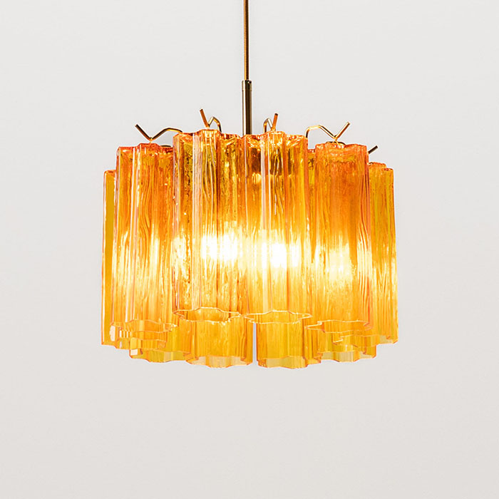 Liten kristallpendel i bärnstensfärgat glas 45cm diameter - Cagliari Kristallpendel med bärnstensfärgat glas i modellen Cagliari