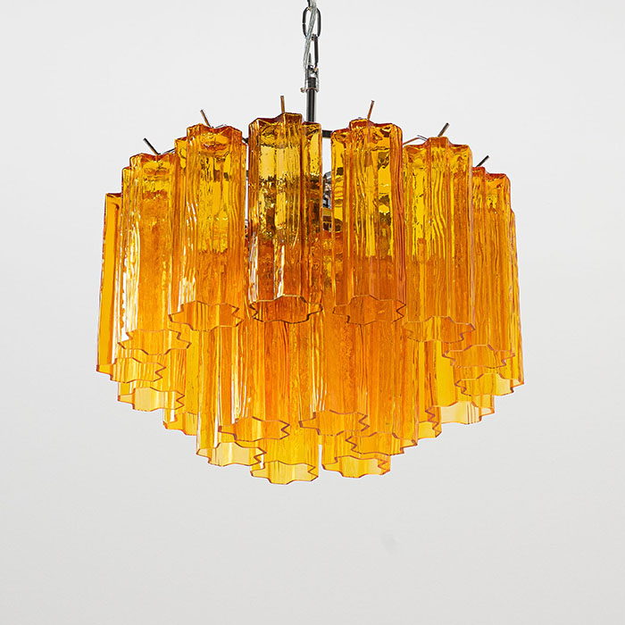 Liten kristallkrona i bärnstensfärgat glas 45cm diameter - Cagliari Kristallkrona med bärnstensfärgat glas i modellen Cagliari