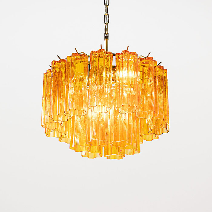 Liten kristallkrona i bärnstensfärgat glas 45cm diameter - Cagliari Kristallkrona med bärnstensfärgat glas i modellen Cagliari
