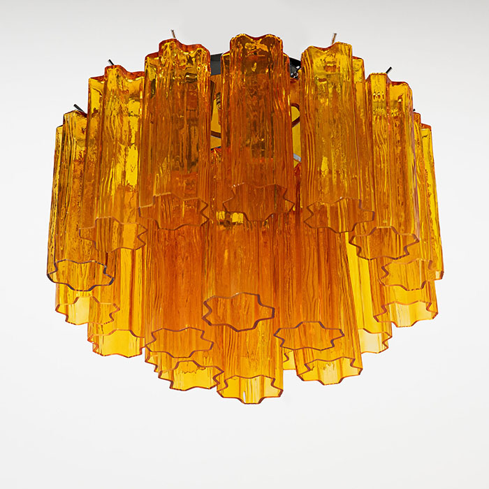 Liten kristallkrona i bärnstensfärgat glas 45cm diameter - Cagliari Kristallplafond med bärnstensfärgat glas i modellen Cagliari