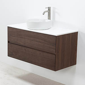 Marstrand modern kommod med ovanpåliggande handfat i porslin Marstrand modern kommod med ovanpåliggande handfat i porslin