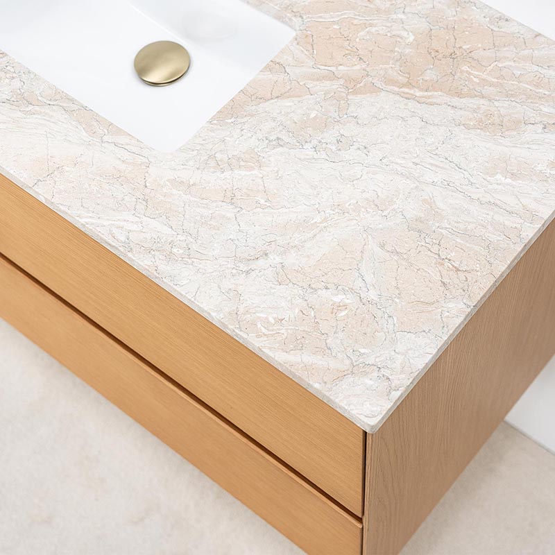Marstrand kommod med tv&auml;ttst&auml;ll i beige &auml;kta marmor