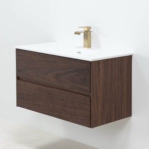 Modern badrumskommod 80cm med vit stenkomposit Modern badrumskommod 80cm med vit stenkomposit