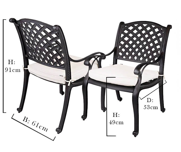 Image showing the measurements of Salerno outdoor chair