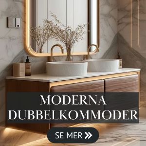 Badrumsmöbler med tvättställ med dubbla handfat i modern design Badrumsmöbler med tvättställ med dubbla handfat i modern design