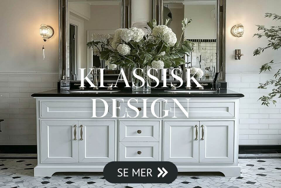 Badrumsmöbler med tvättställ med dubbla handfat i klassisk design Badrumsmöbler med tvättställ med dubbla handfat i klassisk design