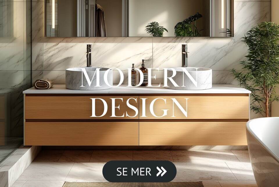 Badrumsmöbler med tvättställ med dubbla handfat i modern design Badrumsmöbler med tvättställ med dubbla handfat i modern design