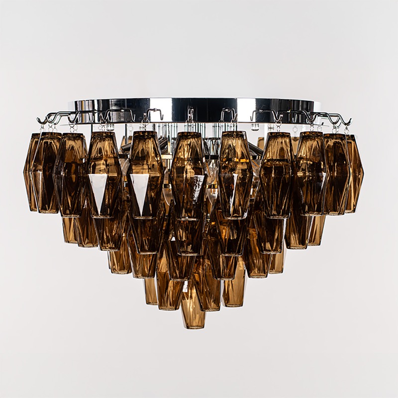 Kristallplafond &Oslash;63xH48cm Krom/Cognac