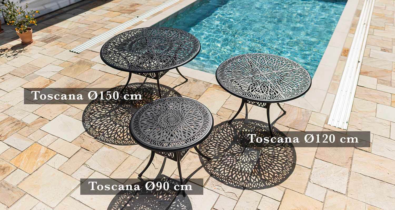 Gjutet bord utemobler svart aluminium Ø120cm - Toscana