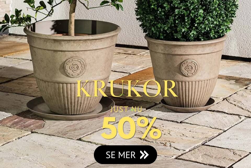 Frostsäkra och lätta utekrukor i klassisk design nu till 50% Frostsäkra och lätta utekrukor i klassisk design nu till 50% rabatt