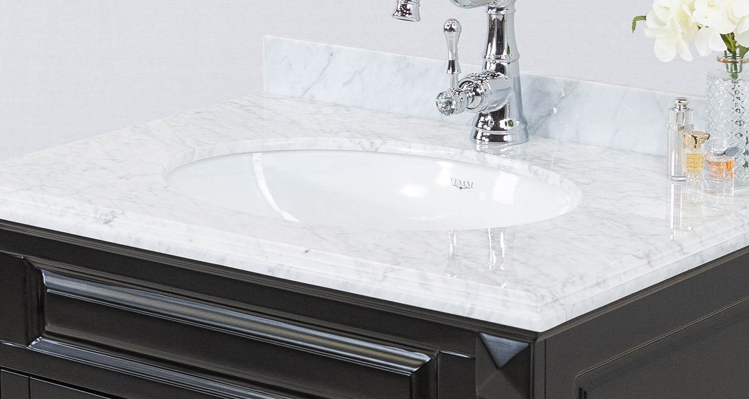 80cm tvättställ med äkta vit Carrara marmor - Nashville