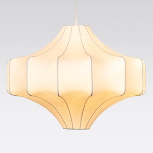 Yokohama japandi inspirerad lampa i vitt sidentyg