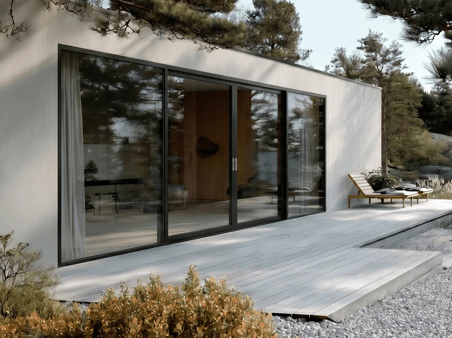 Modern villa med skjutpartier Horizon line