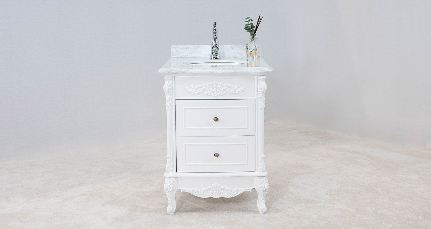 vit 60cm tvättställ sekelskiftesstil med vit Carrara marmor - Ottawa
